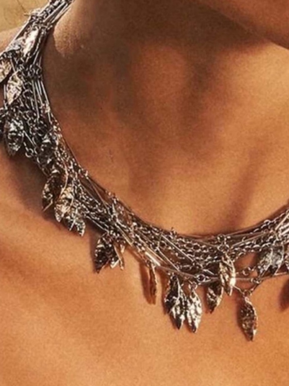 New! Leaf Chain Mixed Metal Necklace Stack (3031) NWOT